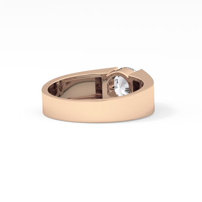 Round Cut 1.11 Carat Moissanite Men's Wedding Band - Tension Setting in Gold