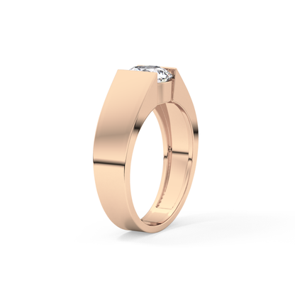Round Cut 1.11 Carat Moissanite Men's Wedding Band - Tension Setting in Gold