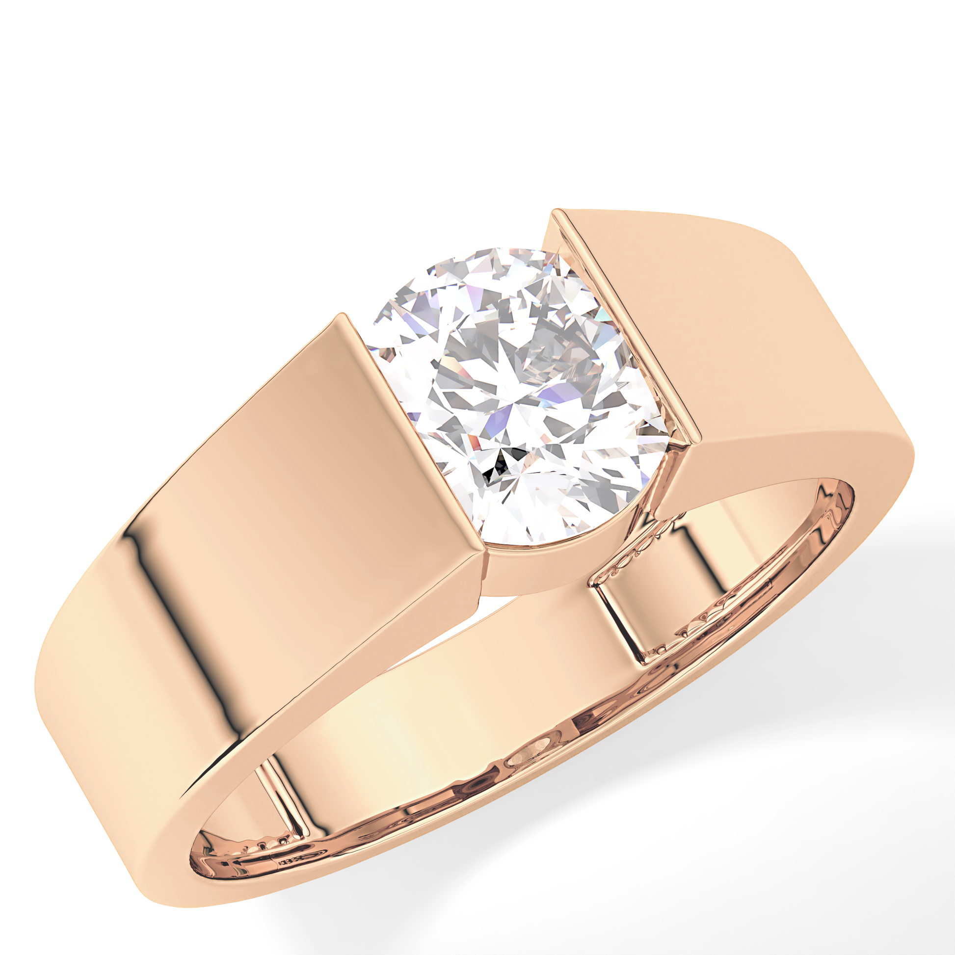 Round Cut 1.11 Carat Moissanite Men's Wedding Band - Tension Setting in Gold