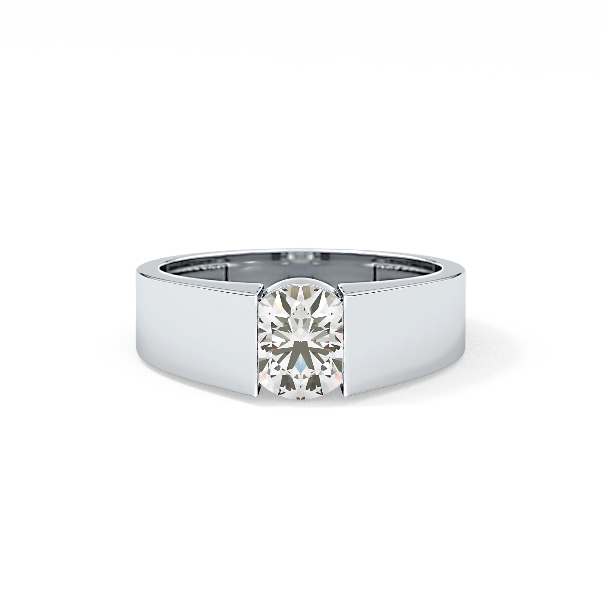 Round Cut 1.11 Carat Moissanite Men's Wedding Band - Tension Setting in Gold