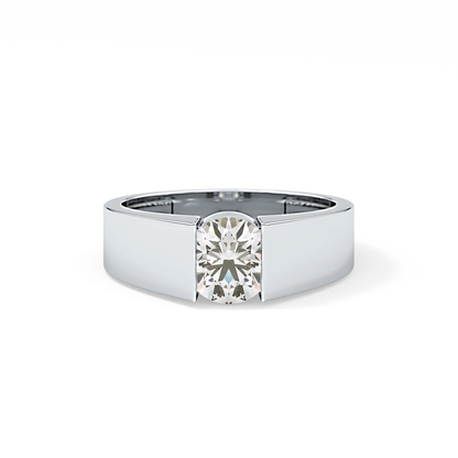 Round Cut 1.11 Carat Moissanite Men's Wedding Band - Tension Setting in Gold