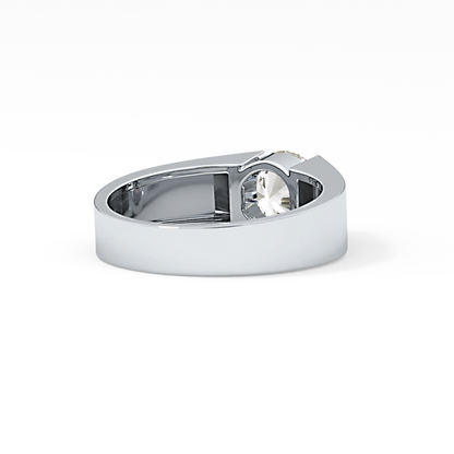 Round Cut 1.11 Carat Moissanite Men's Wedding Band - Tension Setting in Gold