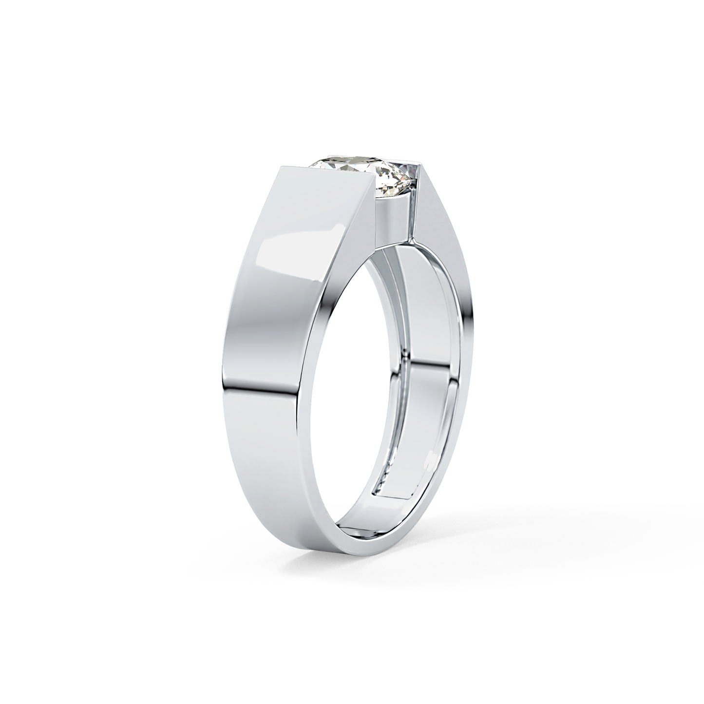 Round Cut 1.11 Carat Moissanite Men's Wedding Band - Tension Setting in Gold