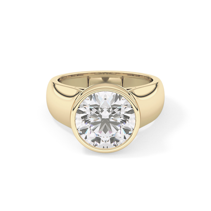 Round Cut 3.6 Carat Moissanite Men's Wedding Band - Bezel Setting in Gold
