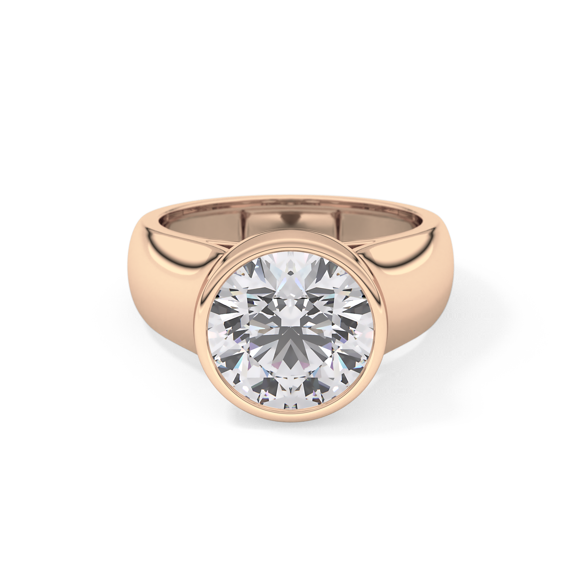 Round Cut 3.6 Carat Moissanite Men's Wedding Band - Bezel Setting in Gold