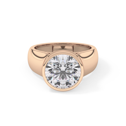 Round Cut 3.6 Carat Moissanite Men's Wedding Band - Bezel Setting in Gold