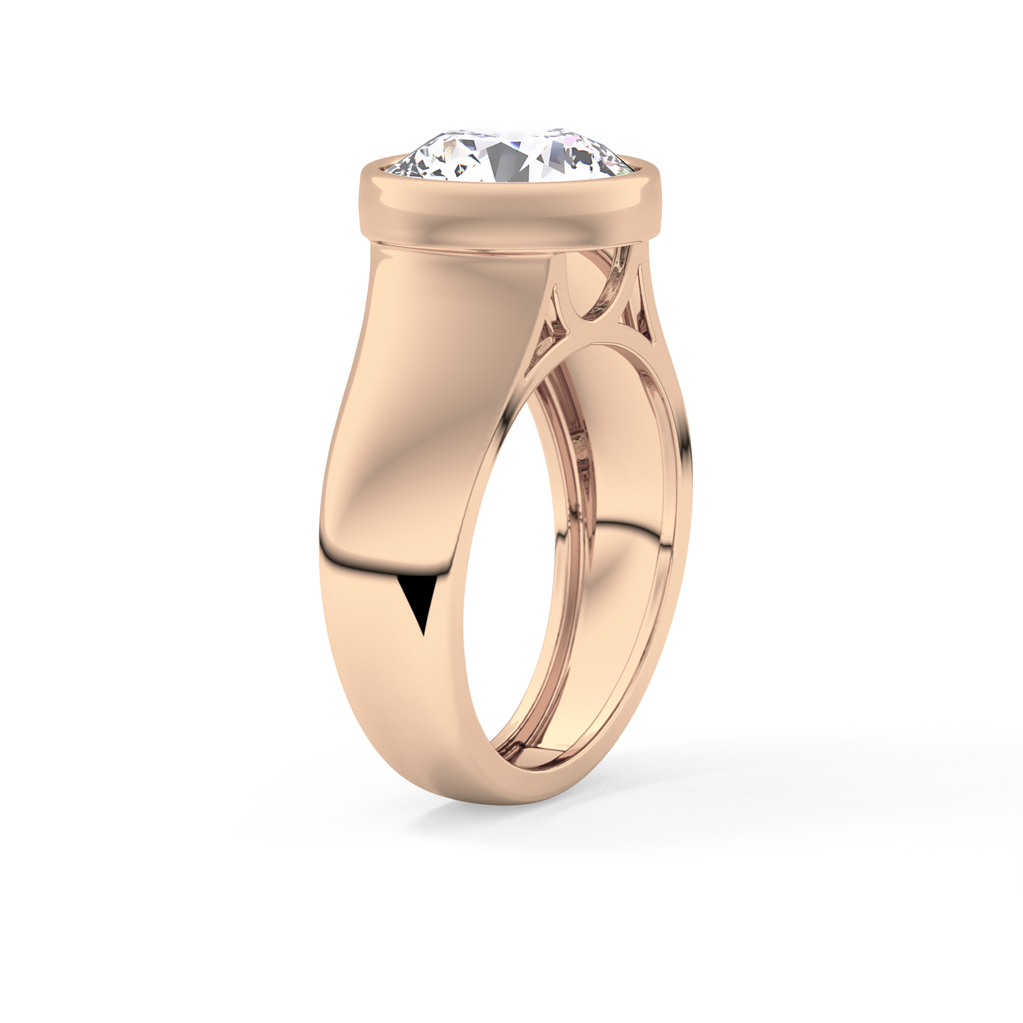 Round Cut 3.6 Carat Moissanite Men's Wedding Band - Bezel Setting in Gold