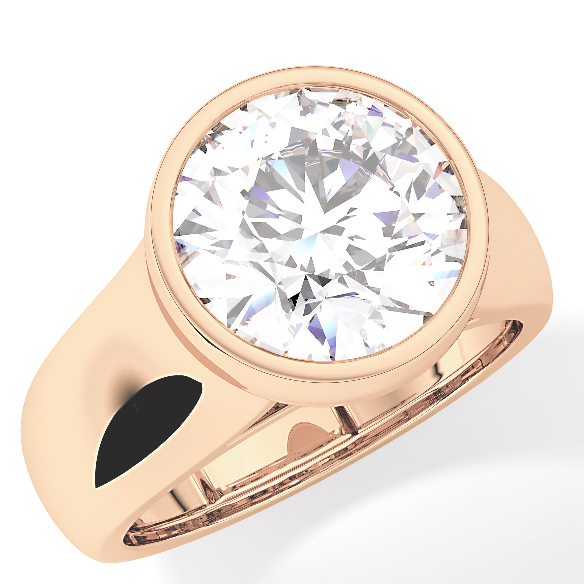 Round Cut 3.6 Carat Moissanite Men's Wedding Band - Bezel Setting in Gold