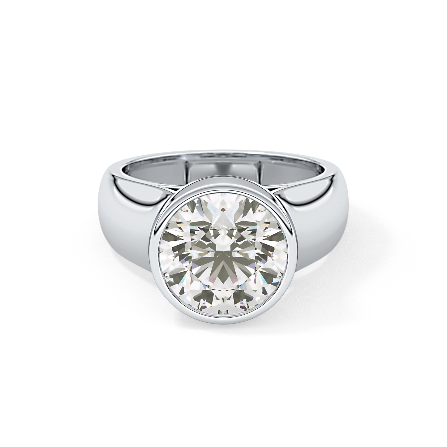 Round Cut 3.6 Carat Moissanite Men's Wedding Band - Bezel Setting in Gold