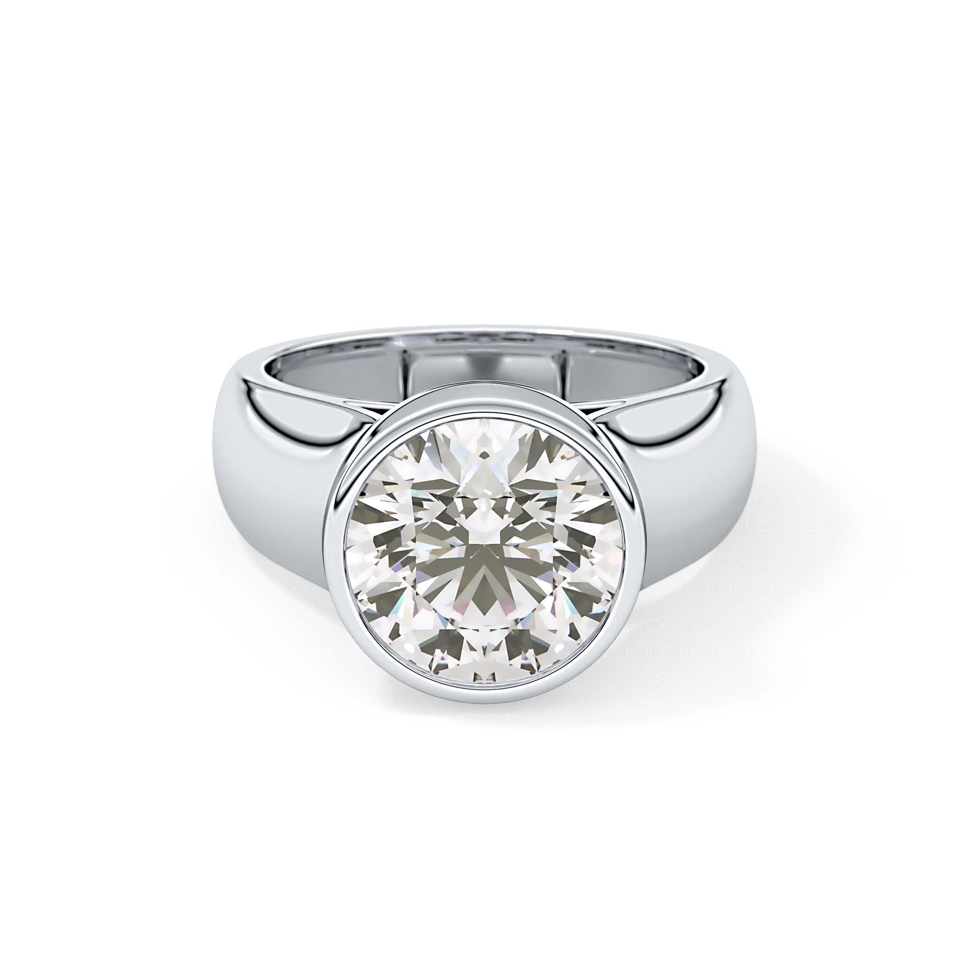 Round Cut 3.6 Carat Moissanite Men's Wedding Band - Bezel Setting in Gold