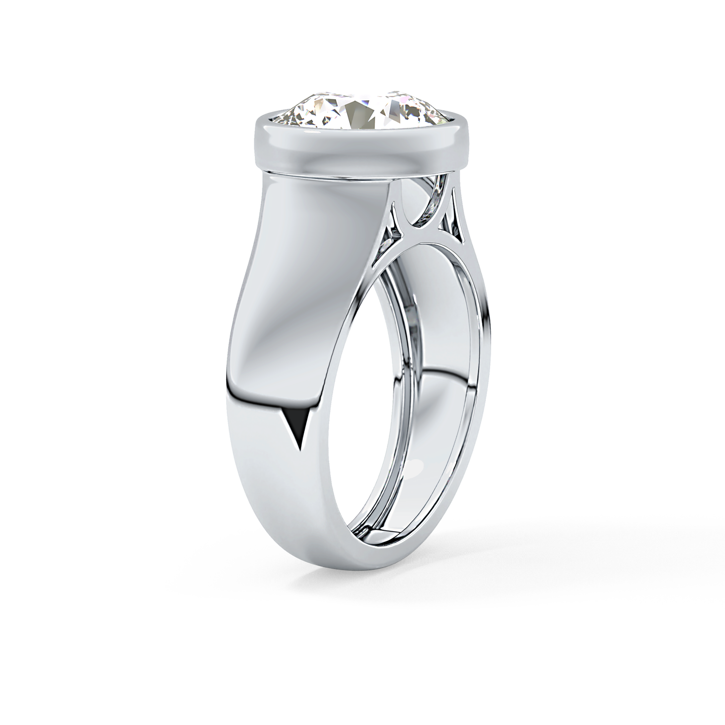 Round Cut 3.6 Carat Moissanite Men's Wedding Band - Bezel Setting in Gold