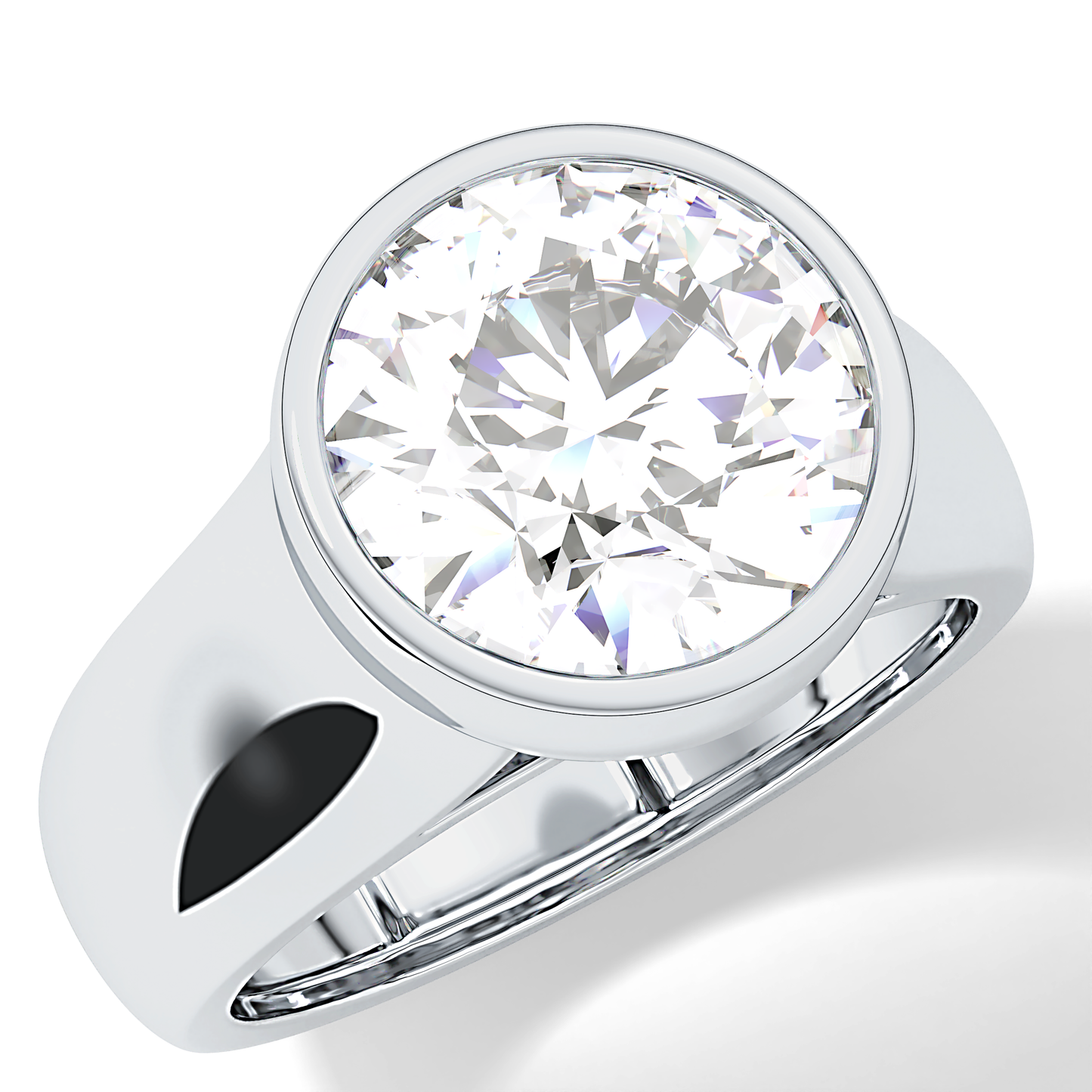 Round Cut 3.6 Carat Moissanite Men's Wedding Band - Bezel Setting in Gold