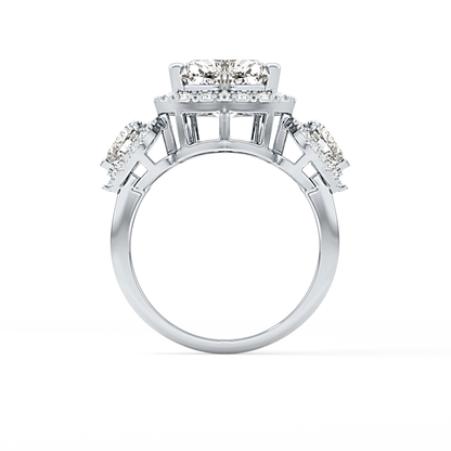 Heart Three Stone & Halo Lab Grown Diamond Engagement Ring