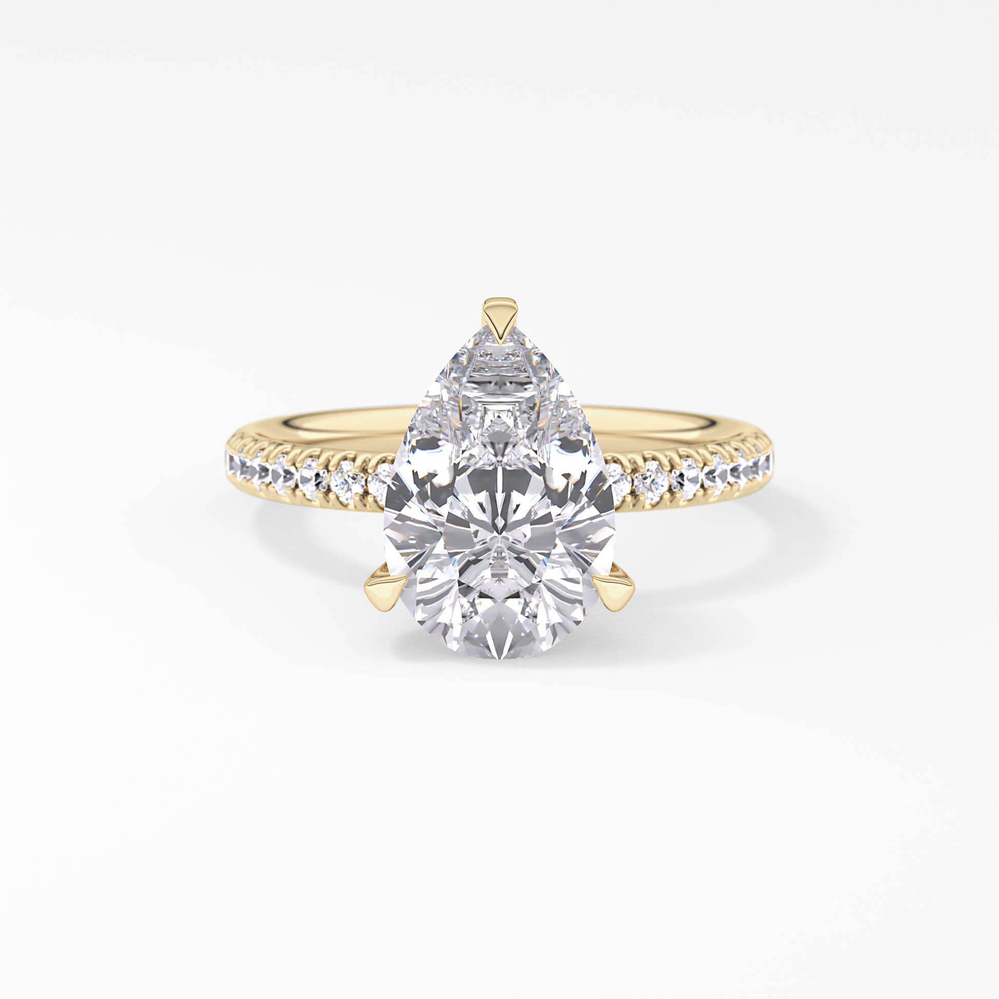 Pear Hidden Halo Pave Lab Grown Diamond Engagement Ring