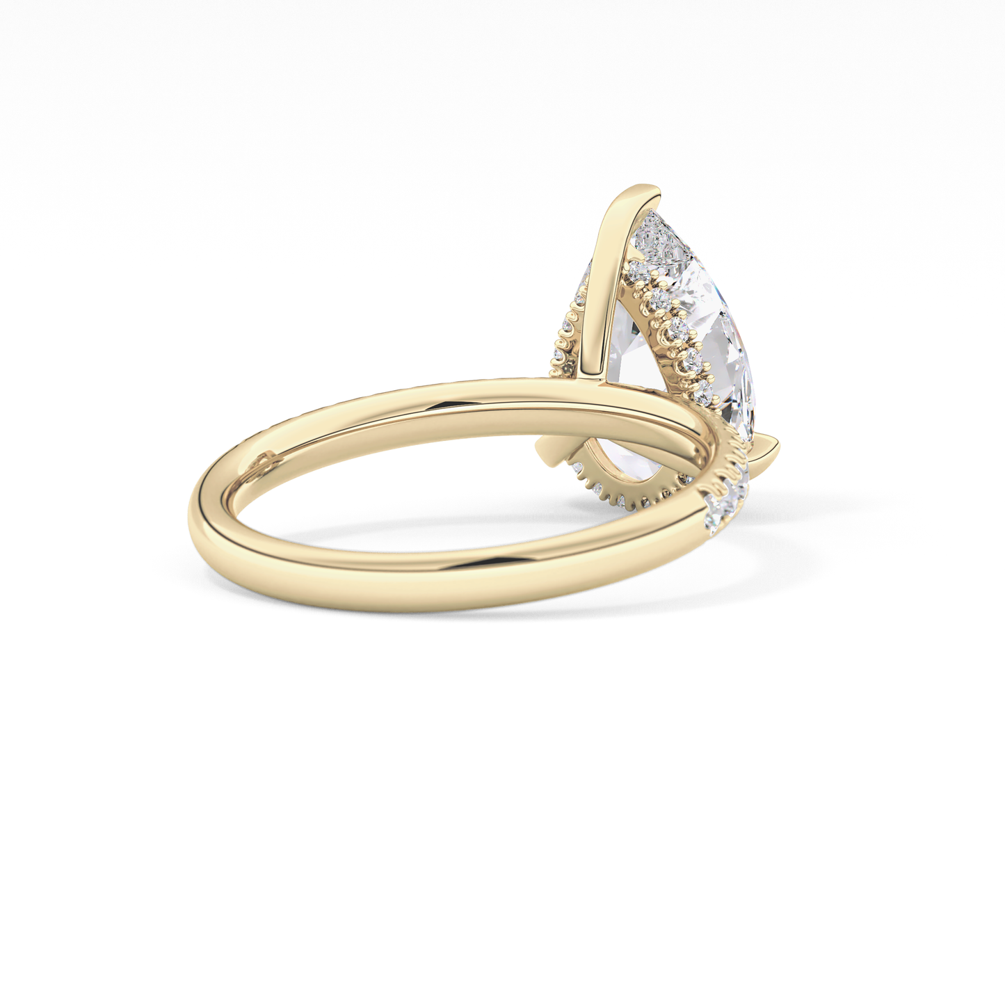 Pear Hidden Halo Pave Lab Grown Diamond Engagement Ring