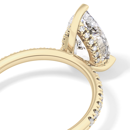 Pear Hidden Halo Pave Lab Grown Diamond Engagement Ring