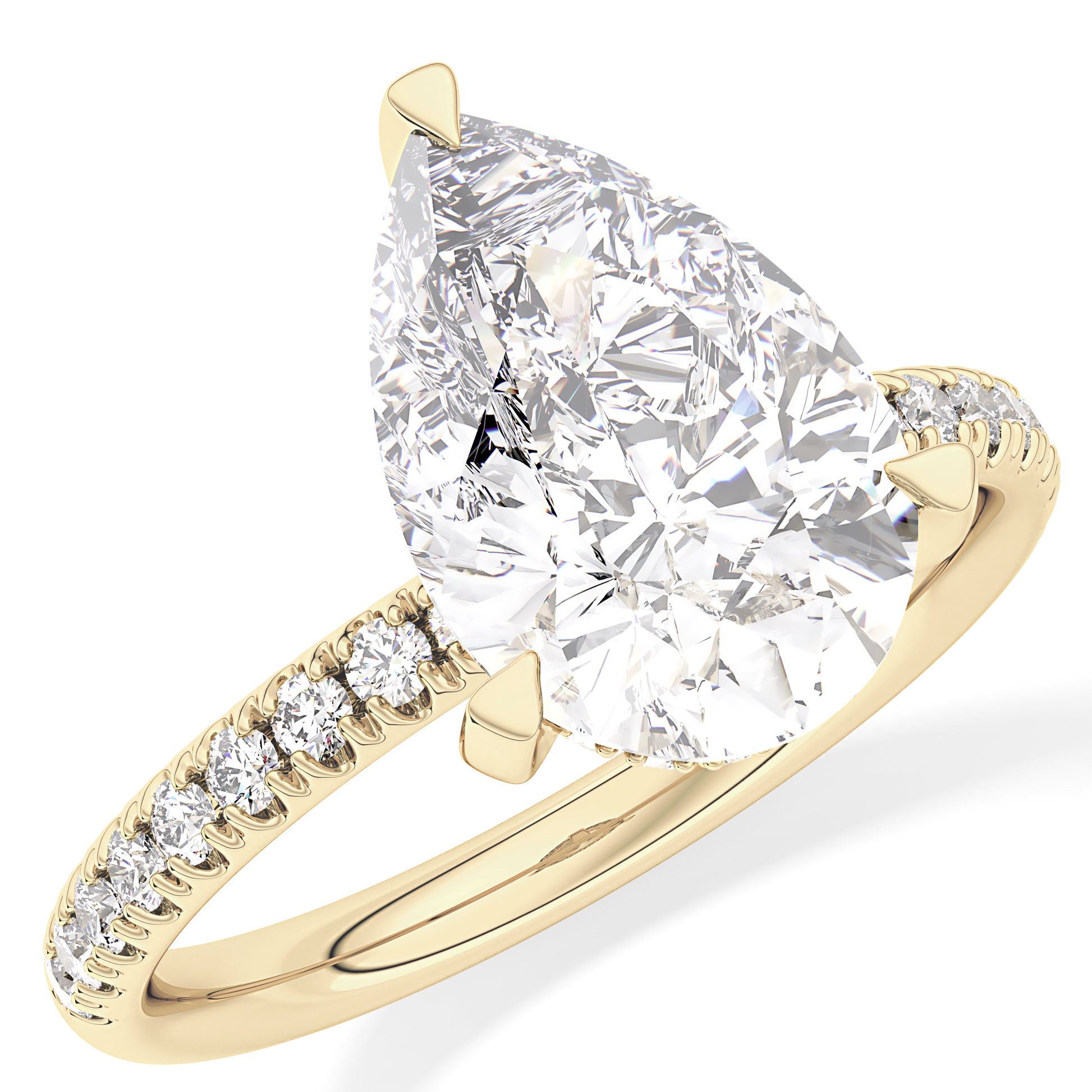 Pear Hidden Halo Pave Lab Grown Diamond Engagement Ring