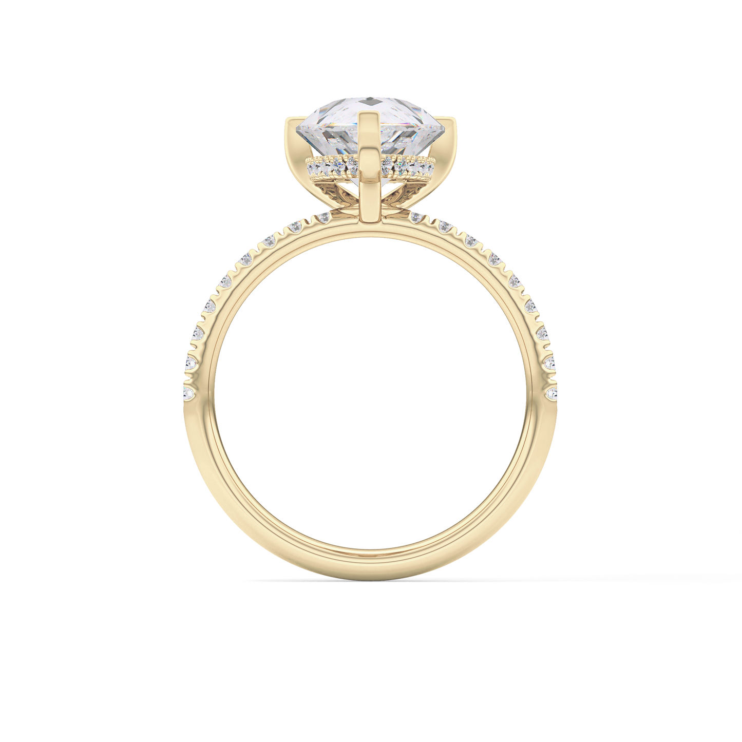 Pear Hidden Halo Pave Lab Grown Diamond Engagement Ring