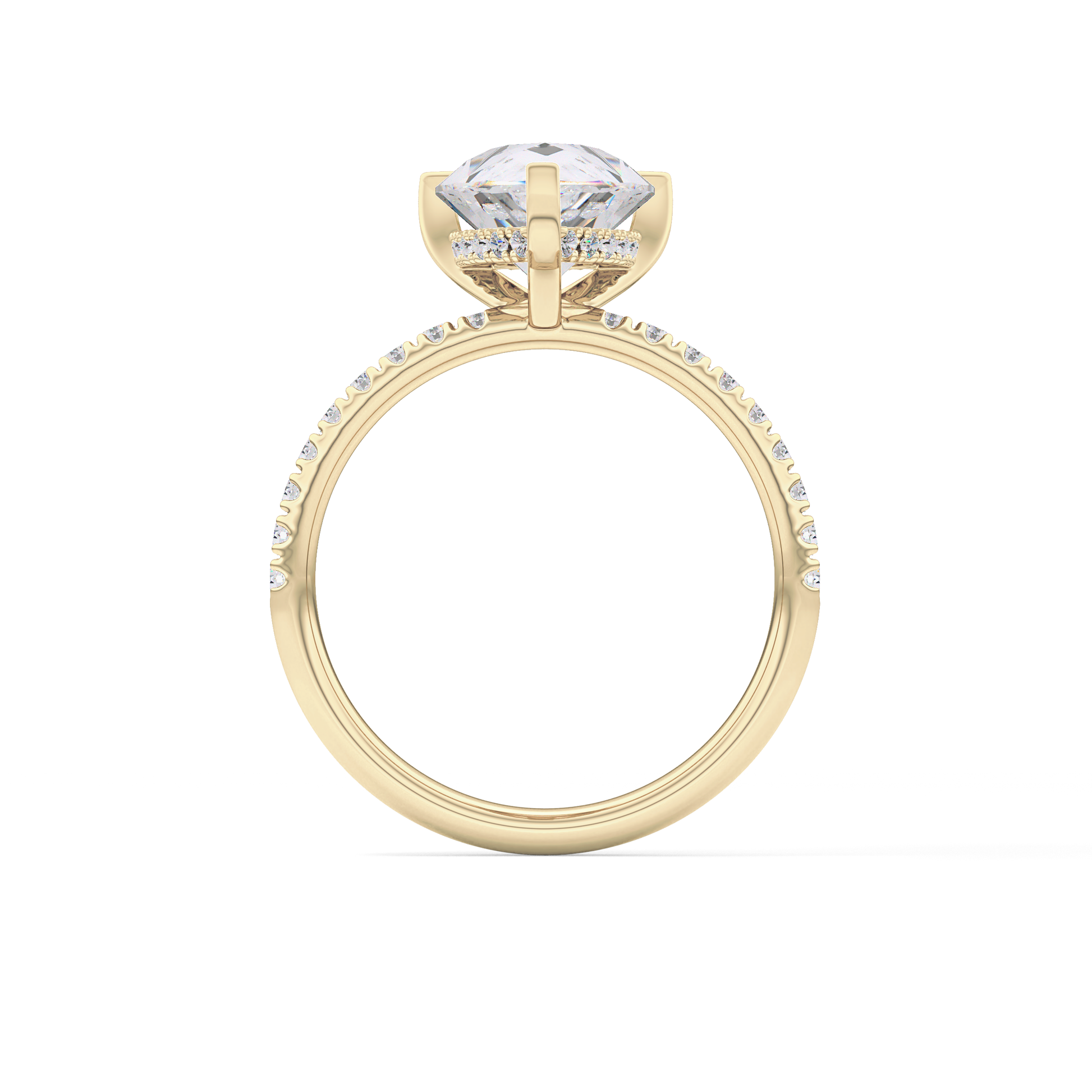 Pear Hidden Halo Pave Lab Grown Diamond Engagement Ring