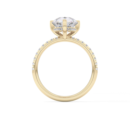 Pear Hidden Halo Pave Lab Grown Diamond Engagement Ring
