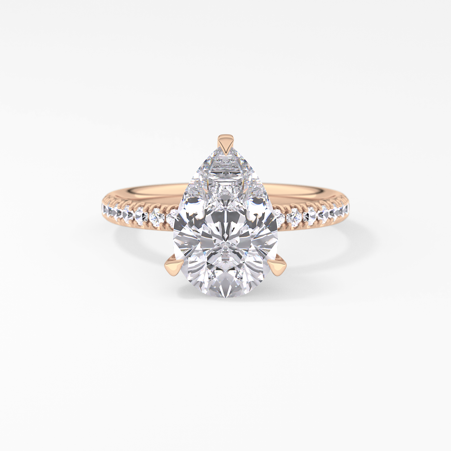 Pear Hidden Halo Pave Lab Grown Diamond Engagement Ring