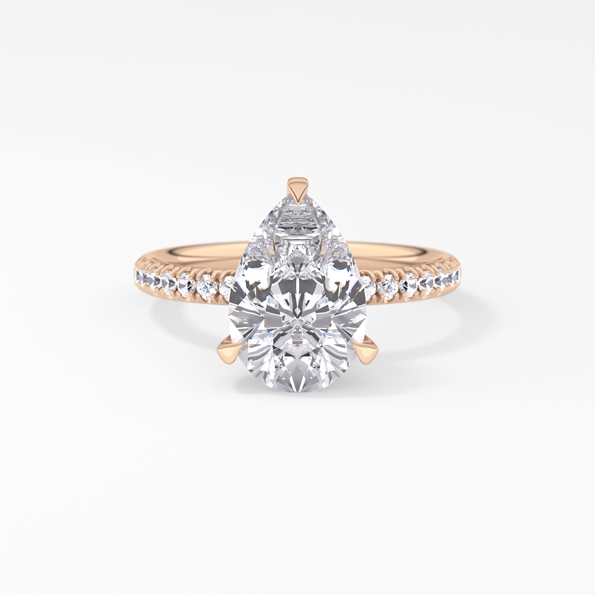 Pear Hidden Halo Pave Lab Grown Diamond Engagement Ring