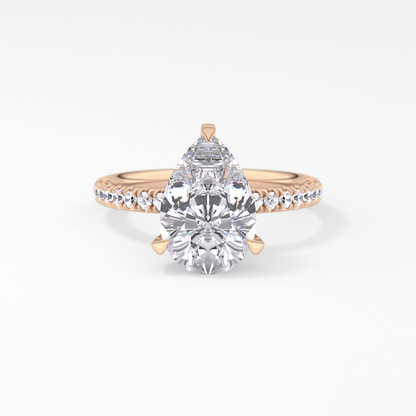 Pear Hidden Halo Pave Lab Grown Diamond Engagement Ring