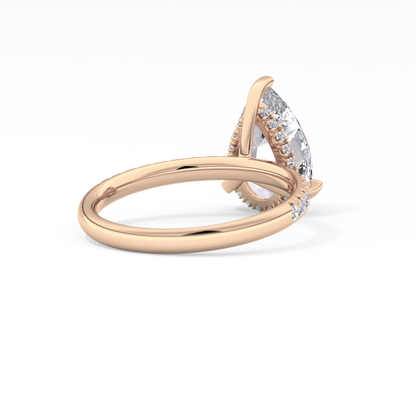 Pear Hidden Halo Pave Lab Grown Diamond Engagement Ring