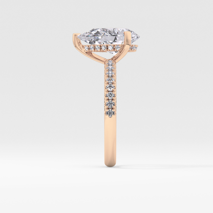 Pear Hidden Halo Pave Lab Grown Diamond Engagement Ring