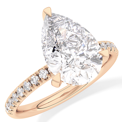 Pear Hidden Halo Pave Lab Grown Diamond Engagement Ring