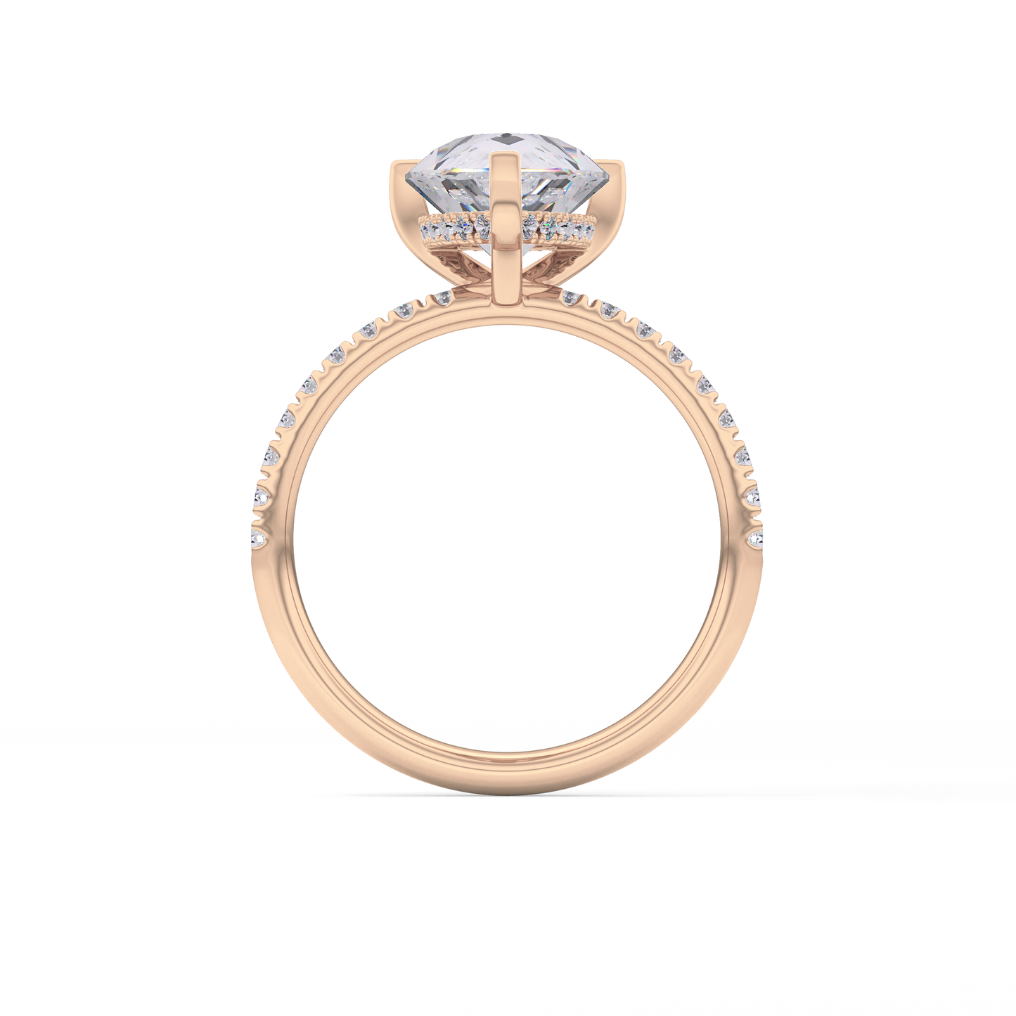 Pear Hidden Halo Pave Lab Grown Diamond Engagement Ring