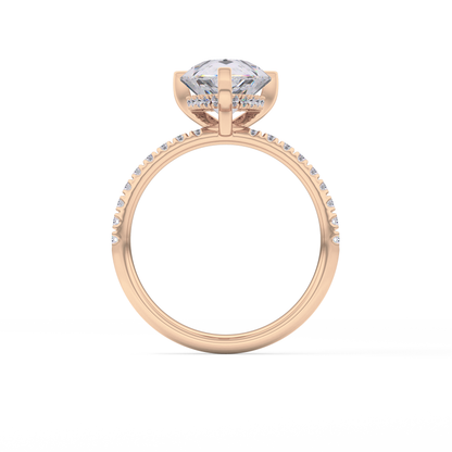 Pear Hidden Halo Pave Lab Grown Diamond Engagement Ring