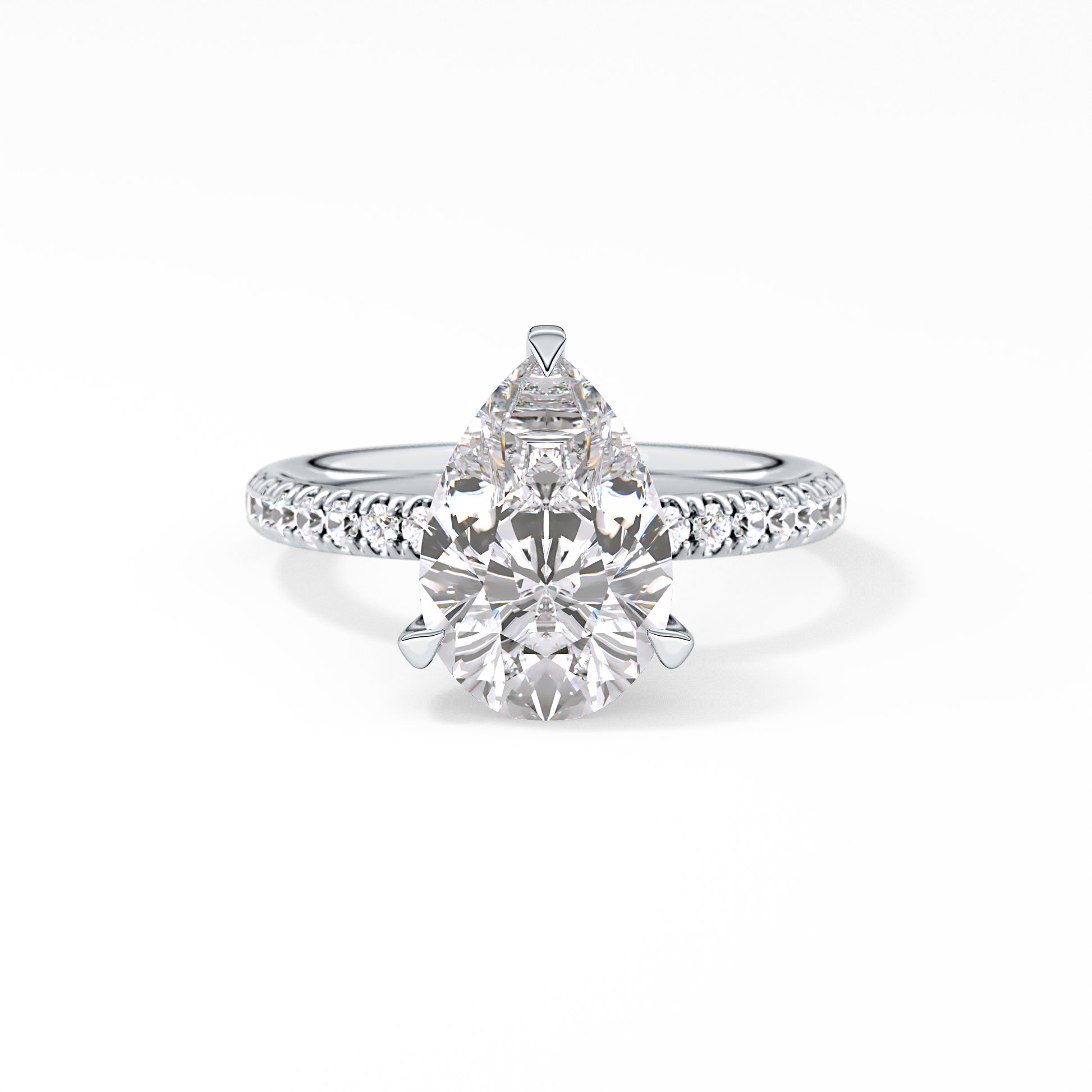 Pear Hidden Halo Pave Lab Grown Diamond Engagement Ring
