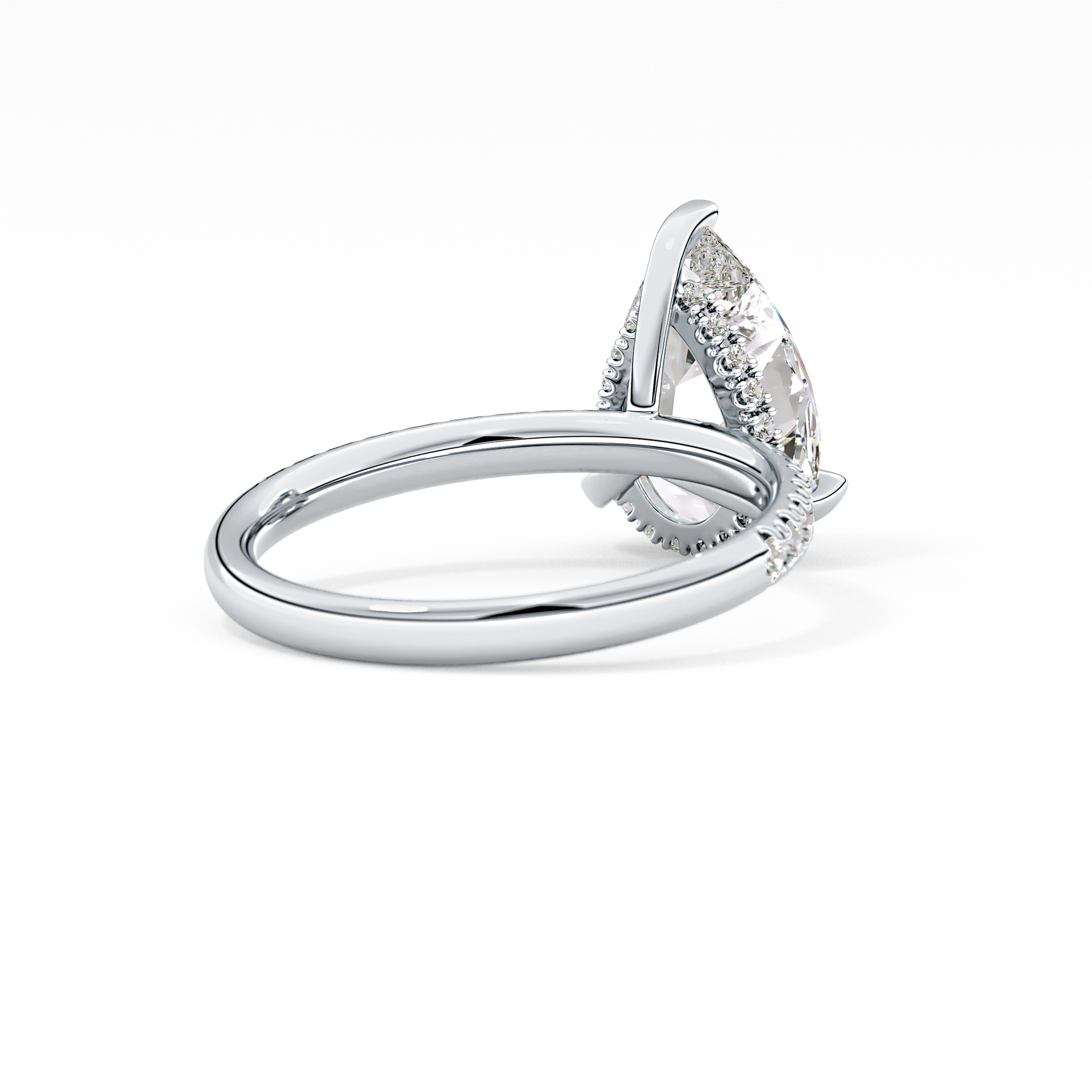 Pear Hidden Halo Pave Lab Grown Diamond Engagement Ring