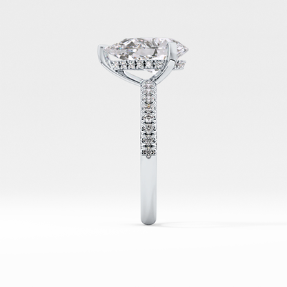 Pear Hidden Halo Pave Lab Grown Diamond Engagement Ring