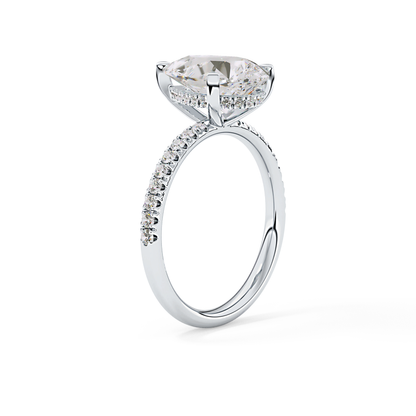 Pear Hidden Halo Pave Lab Grown Diamond Engagement Ring