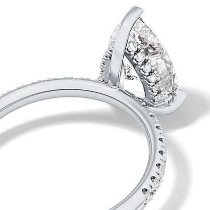 Pear Hidden Halo Pave Lab Grown Diamond Engagement Ring