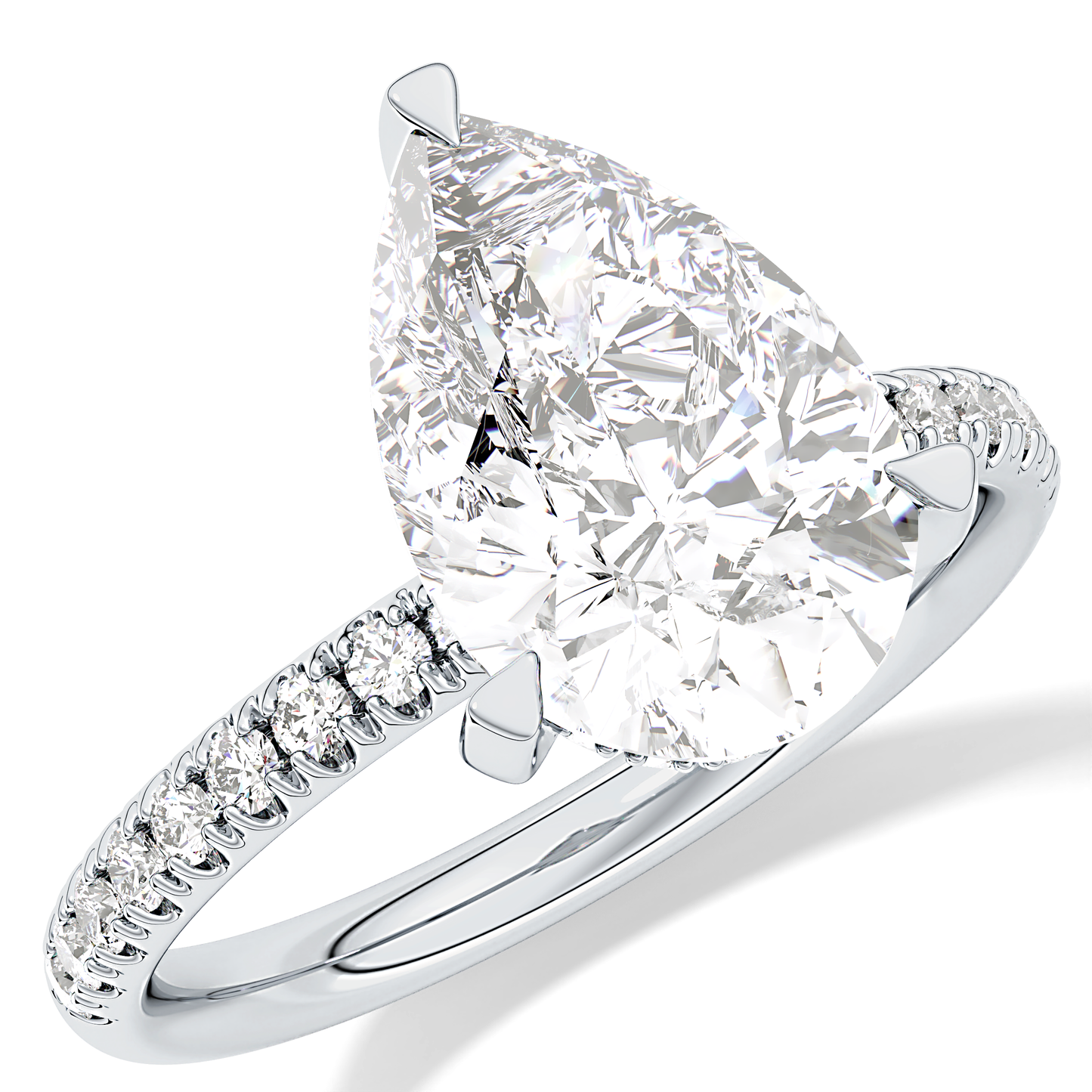 Pear Hidden Halo Pave Lab Grown Diamond Engagement Ring