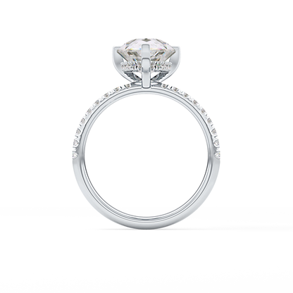 Pear Hidden Halo Pave Lab Grown Diamond Engagement Ring
