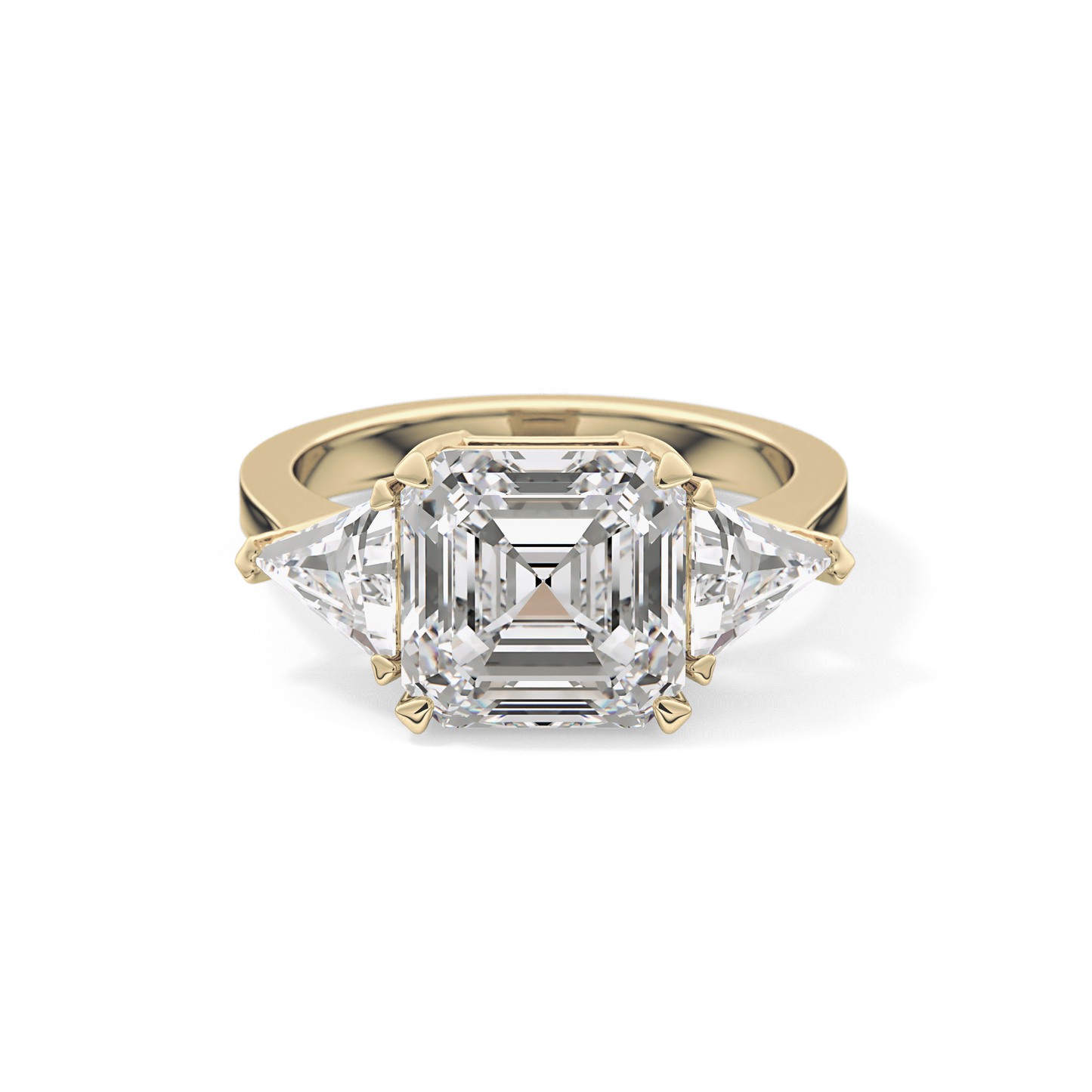 Emerald Three Stone Lab Grown Diamond Engagement Ring