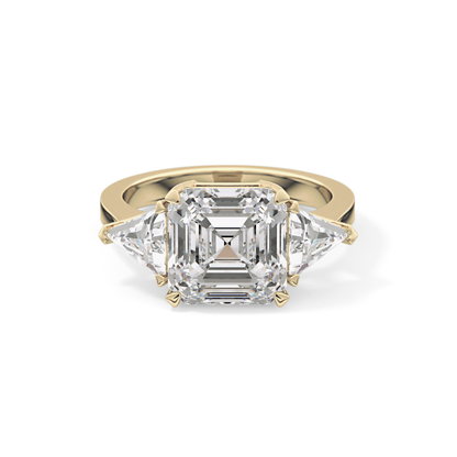Emerald Three Stone Lab Grown Diamond Engagement Ring