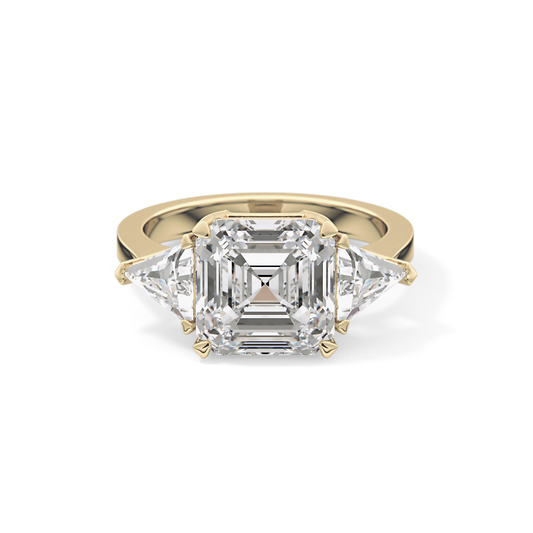 Emerald Three Stone Lab Grown Diamond Engagement Ring