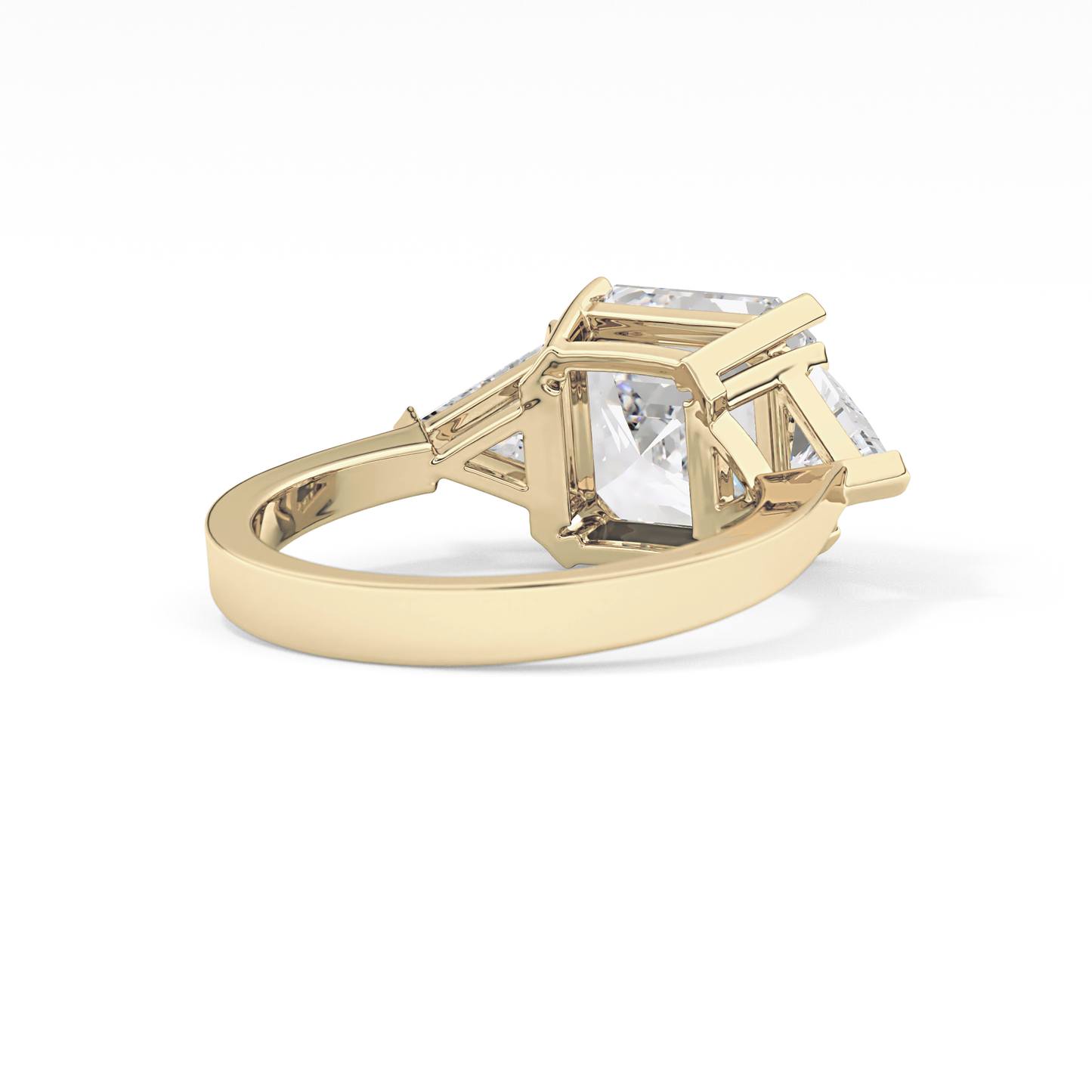 Emerald Three Stone Lab Grown Diamond Engagement Ring