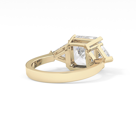 Emerald Three Stone Lab Grown Diamond Engagement Ring