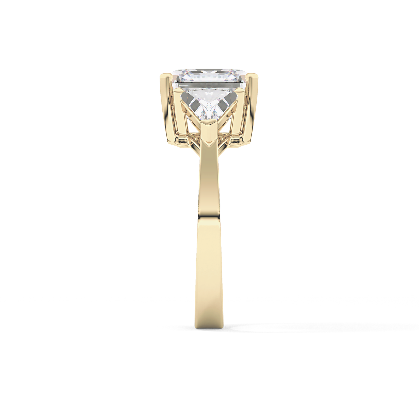 Emerald Three Stone Lab Grown Diamond Engagement Ring
