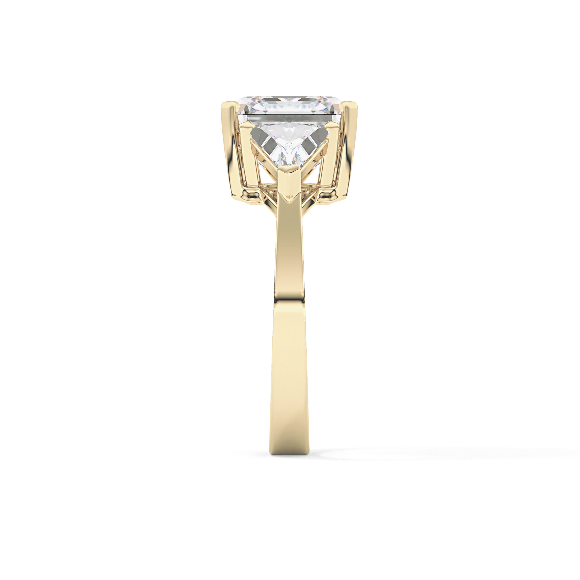 Emerald Three Stone Lab Grown Diamond Engagement Ring