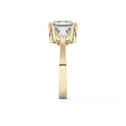 Emerald Three Stone Lab Grown Diamond Engagement Ring