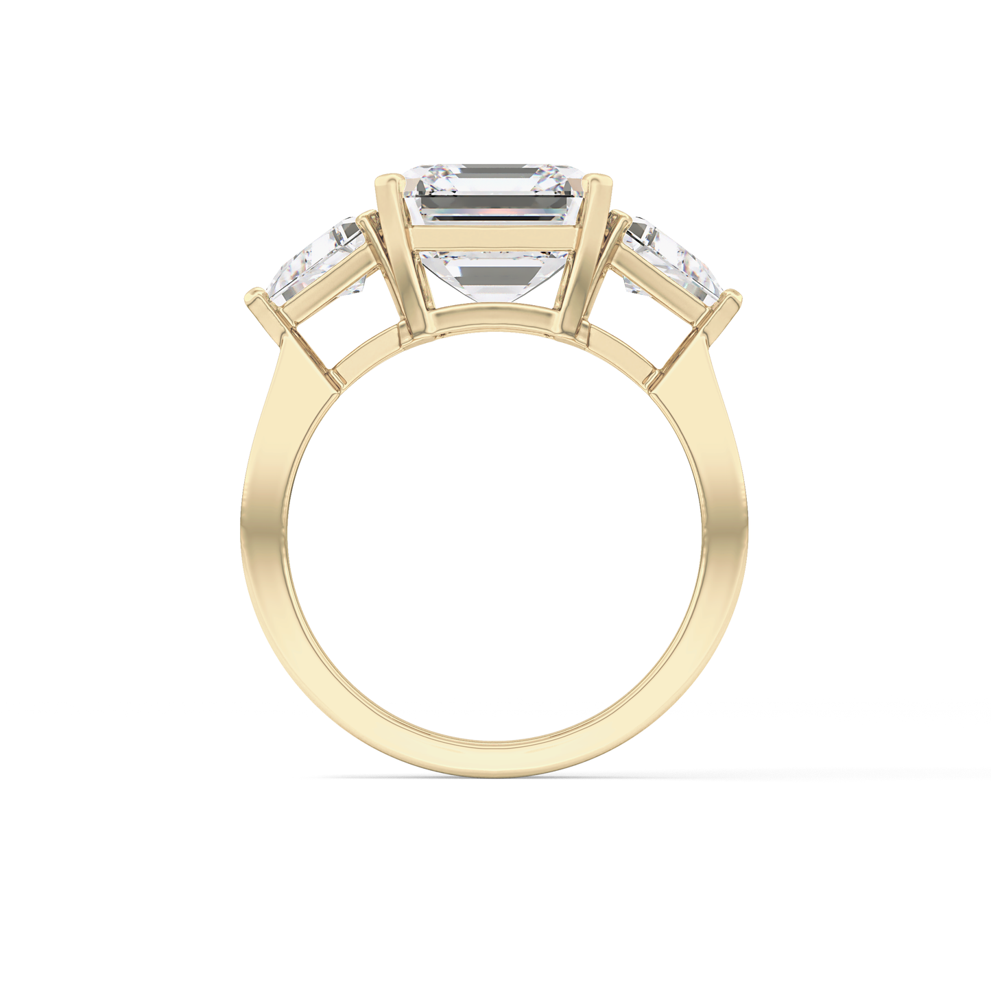 Emerald Three Stone Lab Grown Diamond Engagement Ring