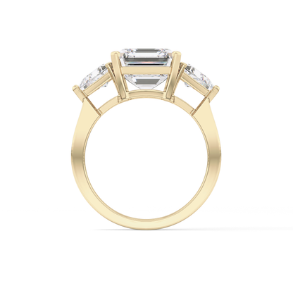 Emerald Three Stone Lab Grown Diamond Engagement Ring