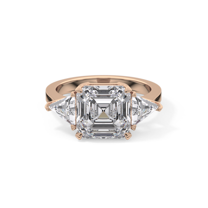 Emerald Three Stone Lab Grown Diamond Engagement Ring